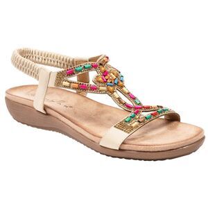 Lunar Womens/Ladies Mariella Beaded Sandals / Beige